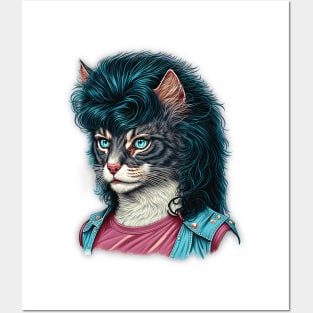 Tabby Cat With Mullet Posters and Art